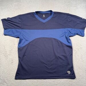 Mountain Hardwear V-Neck Shirt L Blue Colorblock Hiking Technical Vintage USA